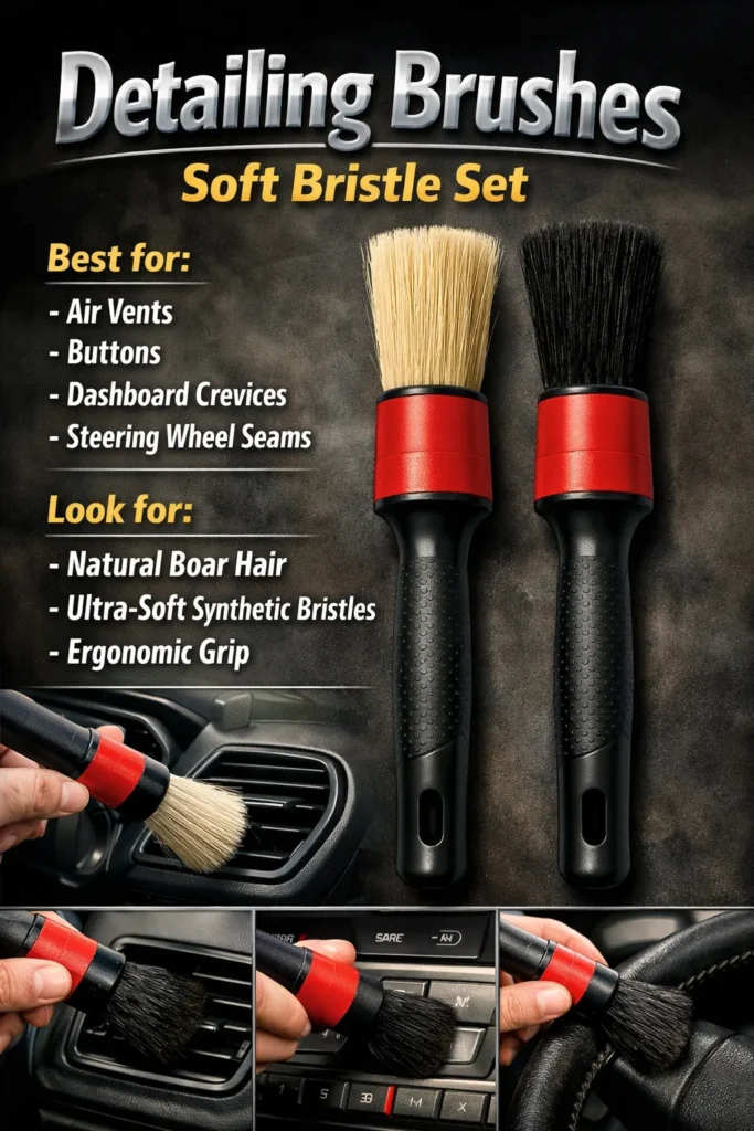2  Detailing Brushes Soft Bristle Set Car Cleaning Accessories