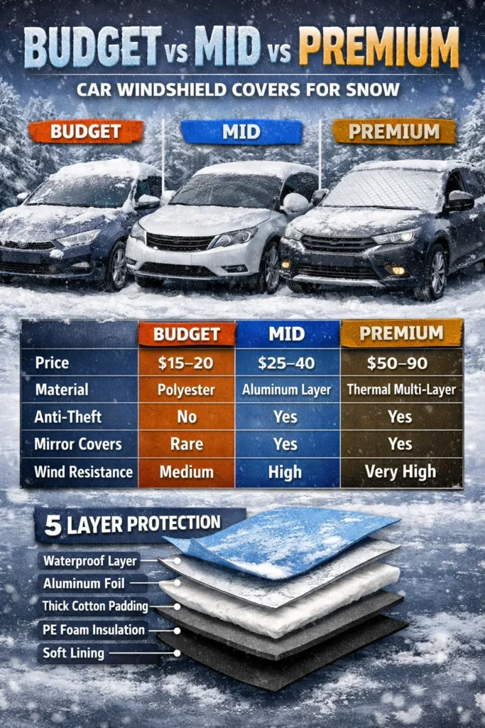 Budget Vs Premium Comparison Car Windshield Cover Snow