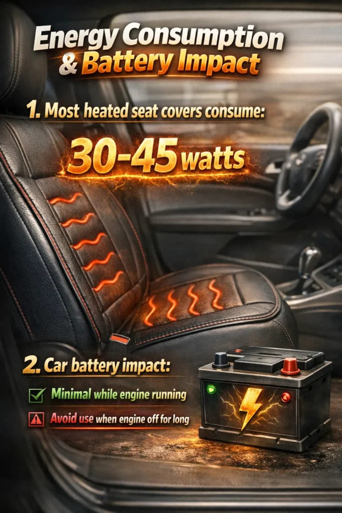 Energy Consumption Battery Impact Heated Seat Covers For Cars