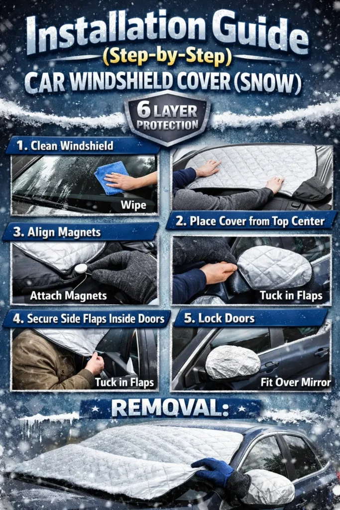 Installation Guide Step By Step Car Windshield Cover Snow