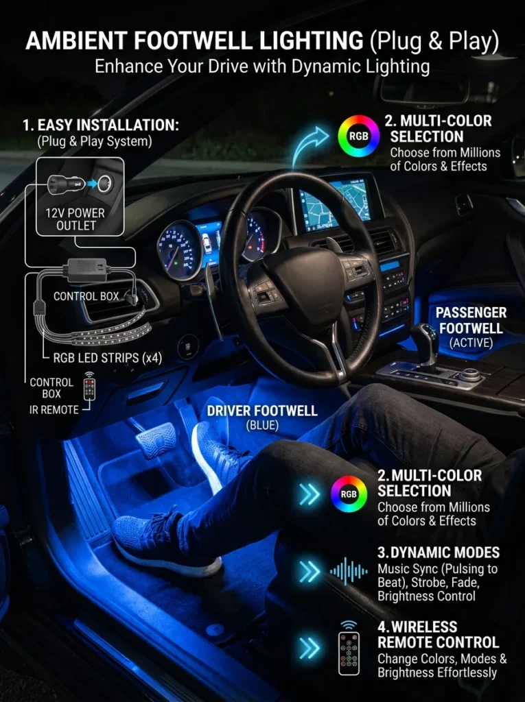 23  Ambient Footwell Lighting Plug Play
