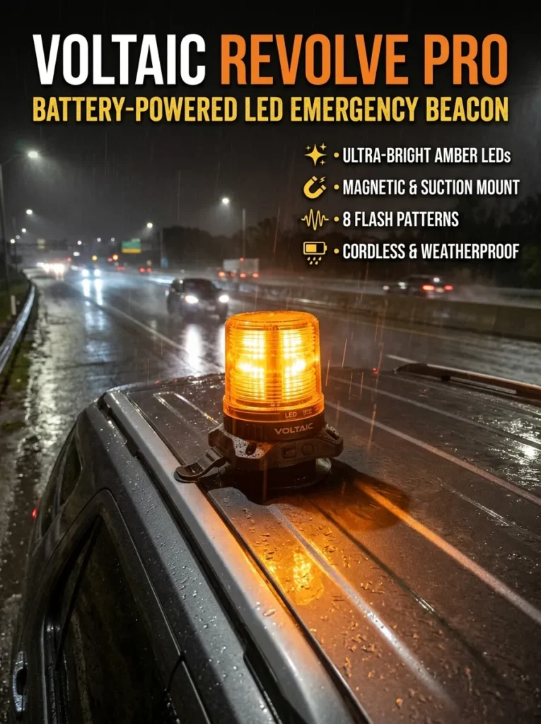 Battery Powered Led Rotating Light Magnet Suction