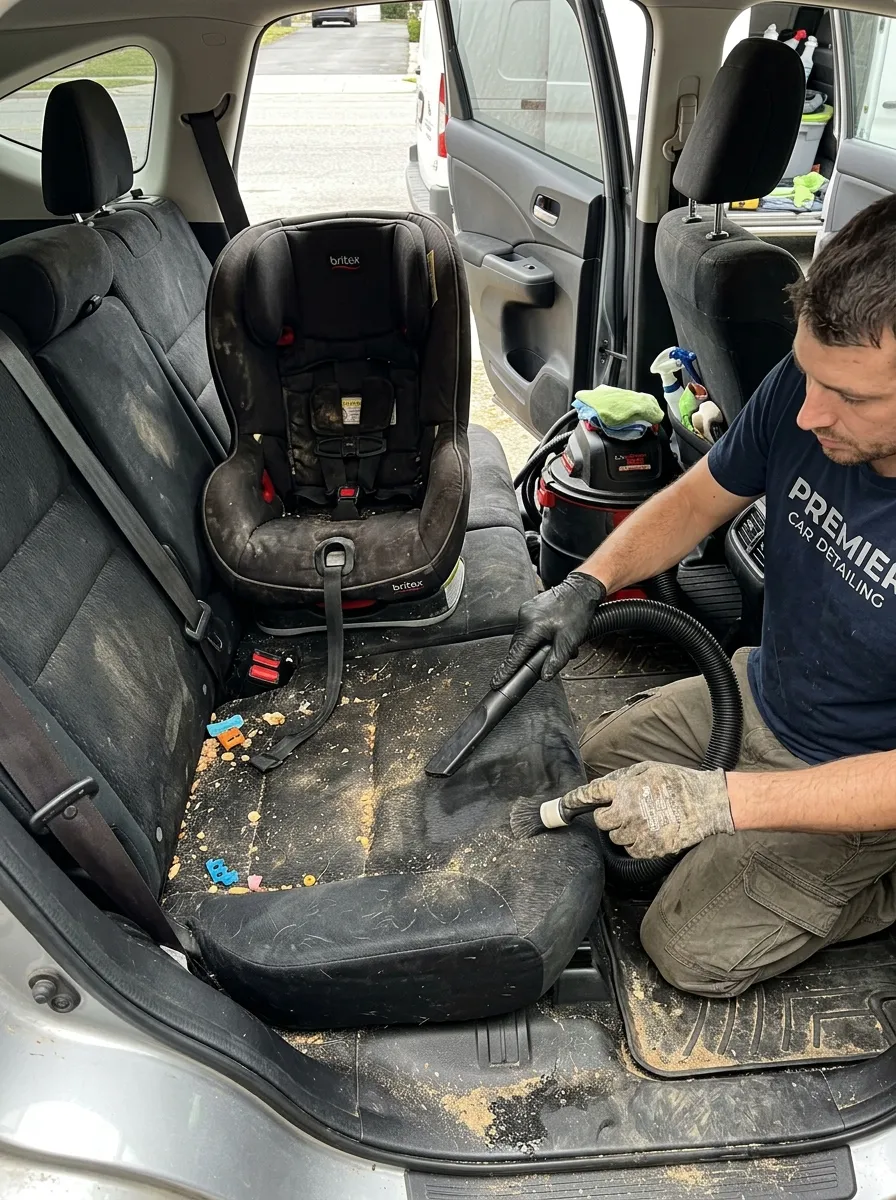 Child Seat Removal Clean Underneath Car Interior Detailing Near Me