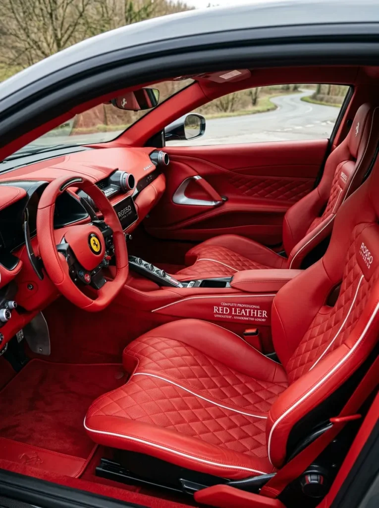 Complete Professional Red Leather Upholstery