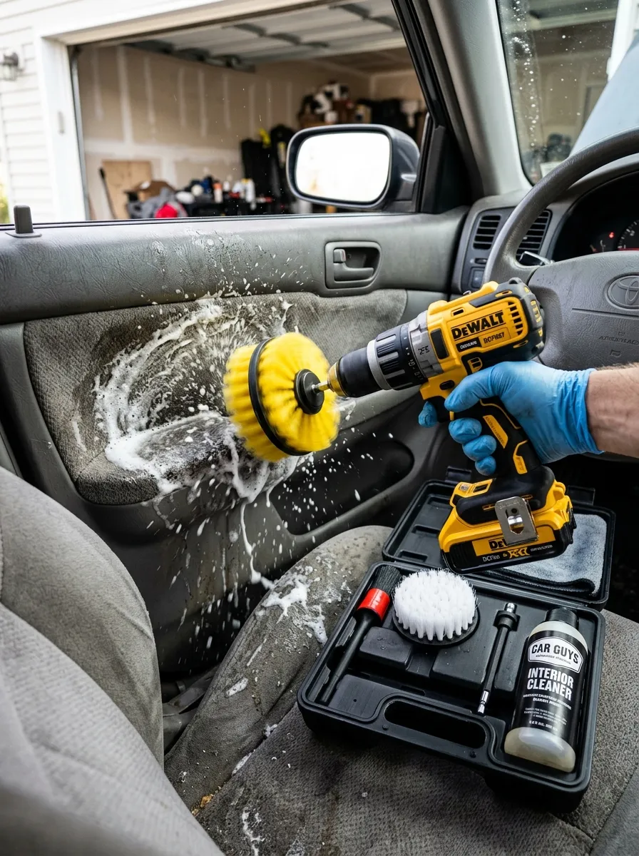 Drill Brush Attachment Set Interior Car Wash