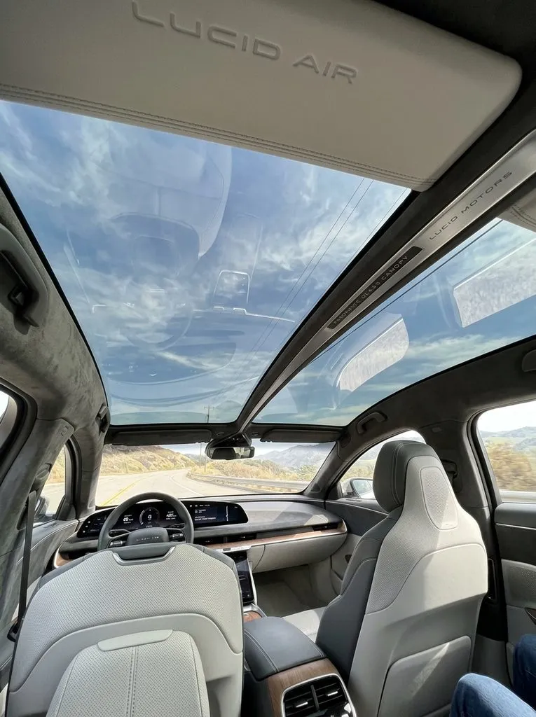 Glass Canopy Roof Lucid Car Interior
