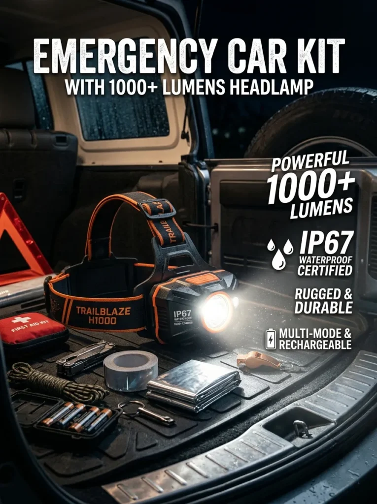 Headlamp 1000 Lumens Ip67 Waterproof Emergency Kit For Car