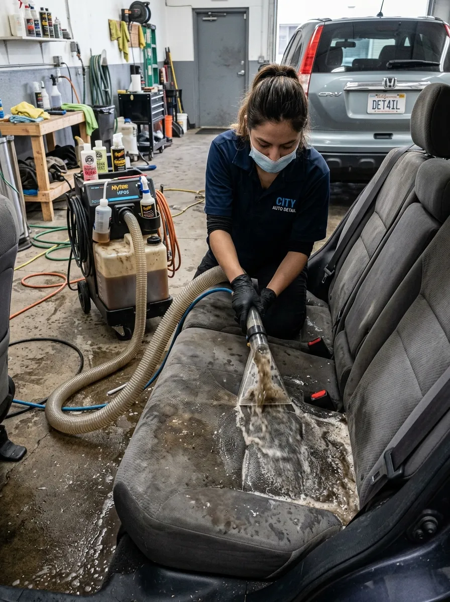 Hot Water Extraction Shampooing Car Interior Detailing Near Me