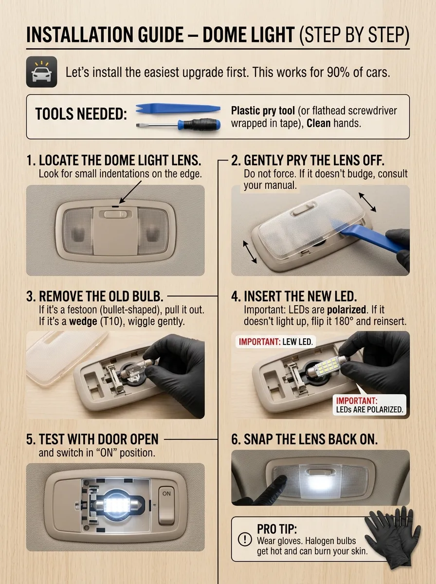 Installation Guide     Dome Light Step By Step Interior Lights For Car
