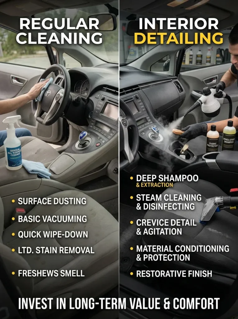 Interior Detailing Vs  Regular Cleaning