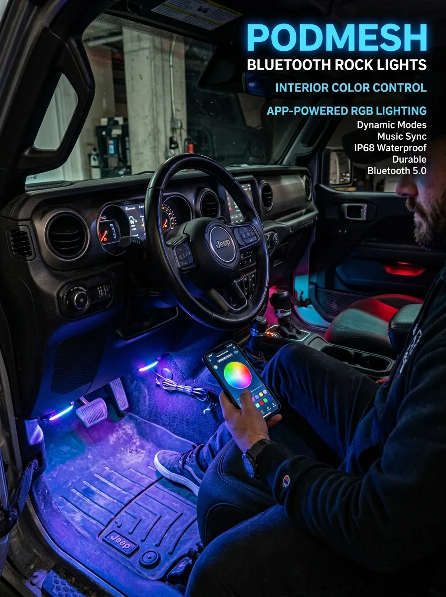 Podmesh Bluetooth Rock Lights Car Interior Lights