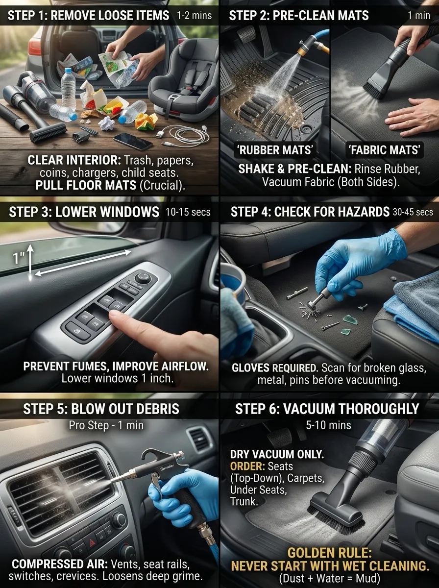 Pre Cleaning Step By Step Routine Interior Car Wash