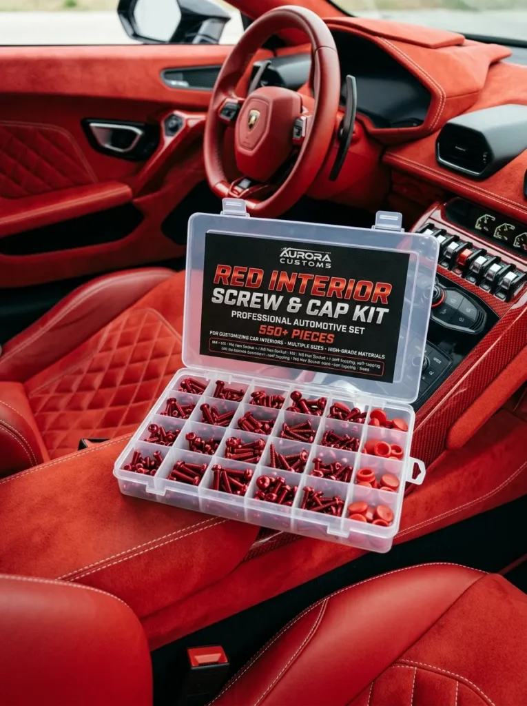 Red Interior Screw Cap Kit