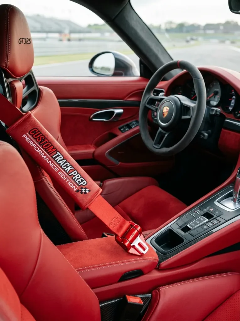 Red Seat Belt Pads Buckles