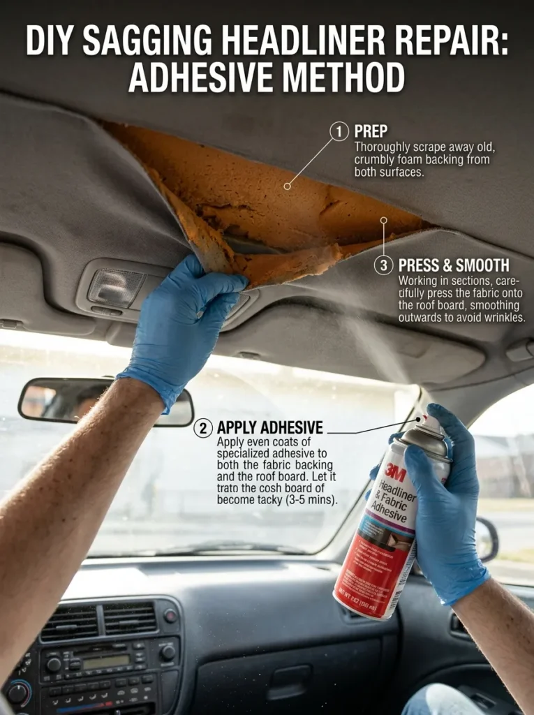 Sagging Headliner Repair Adhesive Method
