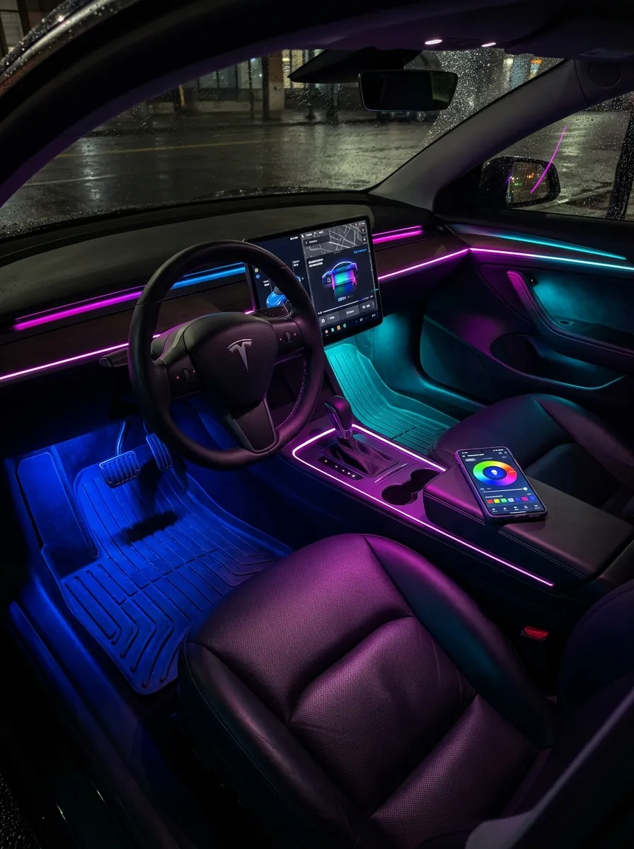 Smartphone Controlled Rgb Smartphone Interior Kit Interior Lights For Car
