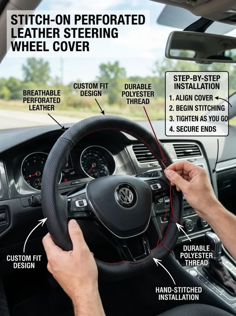 Steering Wheel Cover Perforated Leathersteering Wheel Cover Perforated Leather