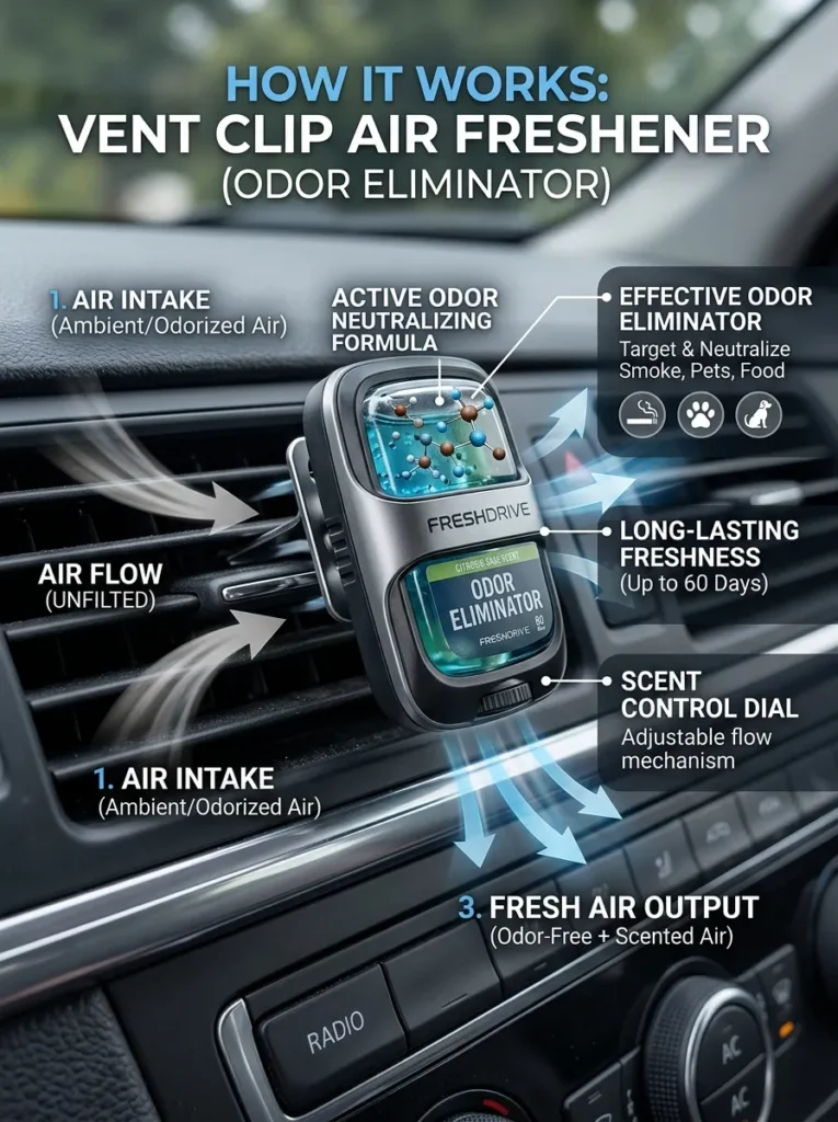 Vent Clip Air Freshener Odor Eliminator